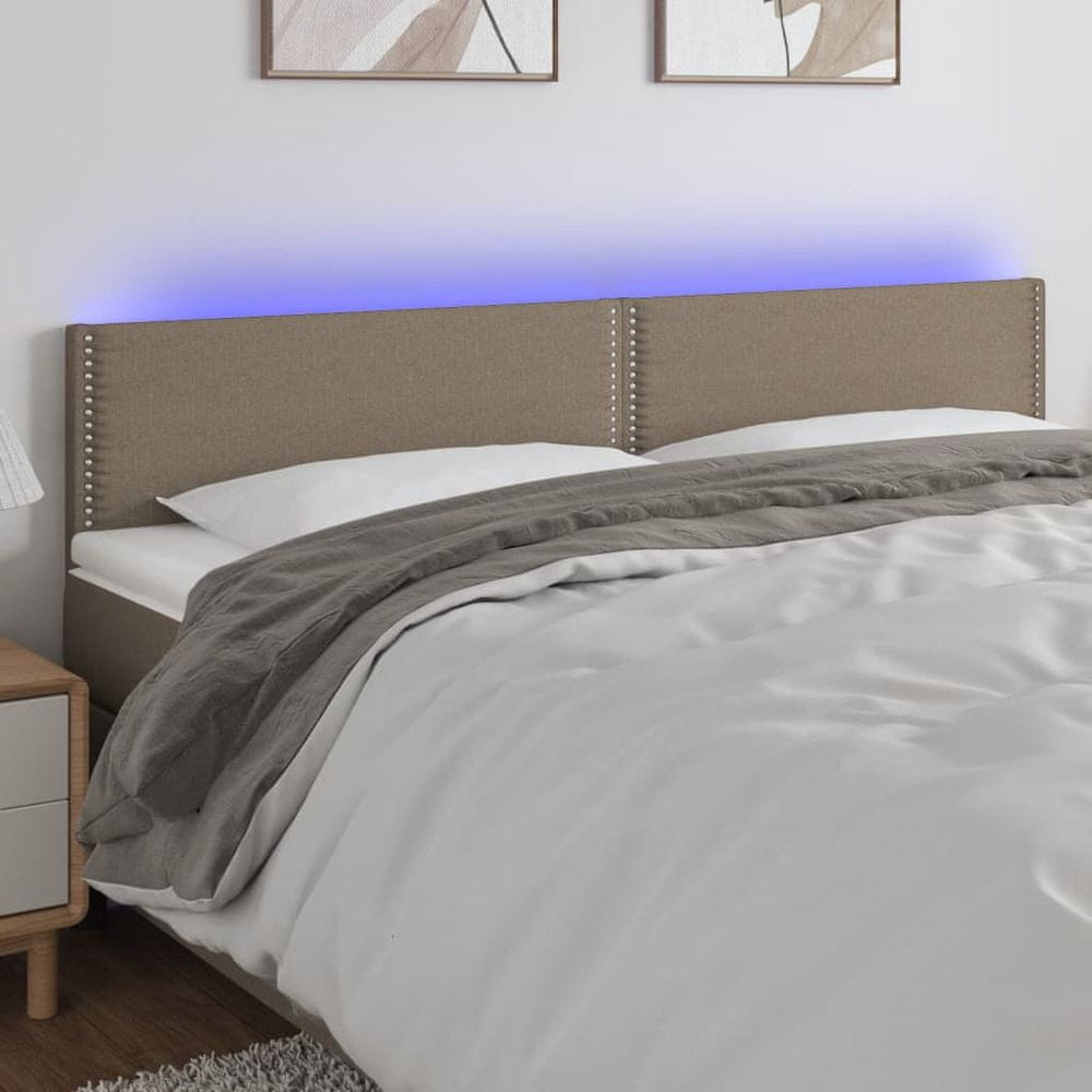 Vidaxl Čelo postele s LED sivohnedé 160x5x78/88 cm látka